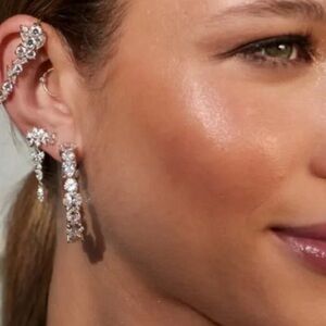 Melinda Maria Palace Hoops CZ Gold Crystal Large Earrings